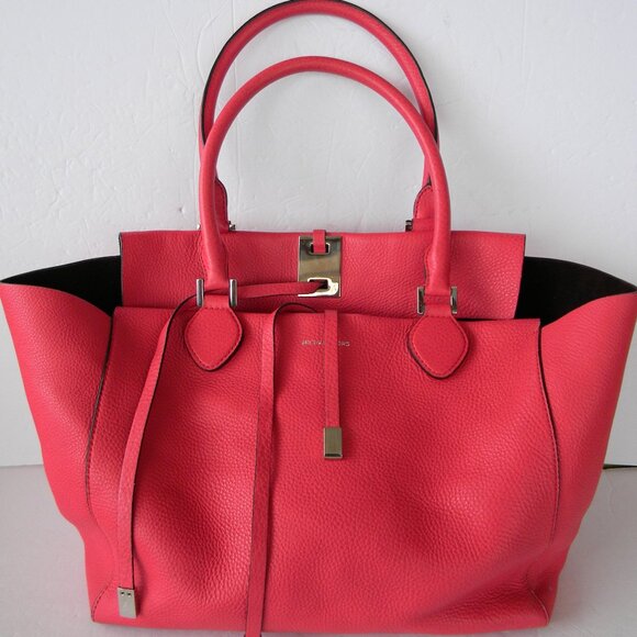 MICHAEL KORS COLLECTION LARGE PINK MIRANDA LEATHER TOTE $1195